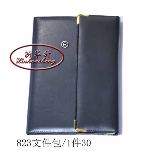 Xinhua Sheng High-End Office Storage File Bag Male Package Black PU Leather Small Style with Calculator Loose Spiral Notebook