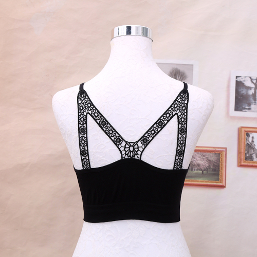 Simple All-Match Women‘s Strap Tube Top Water Soluble Lace Beauty Back Tube Top Anti-Slip Wireless Vest