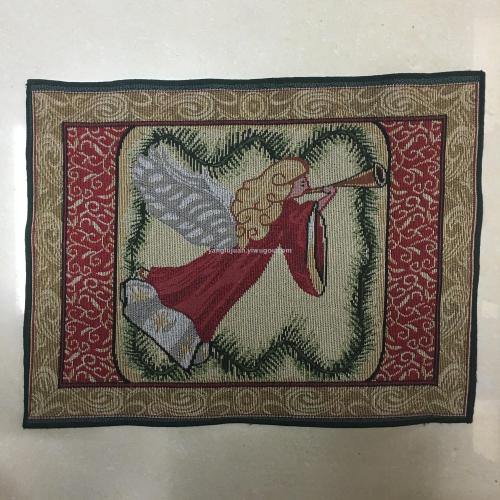 european pastoral style christmas angel pattern cotton linen jacquard coaster placemat heat proof mat