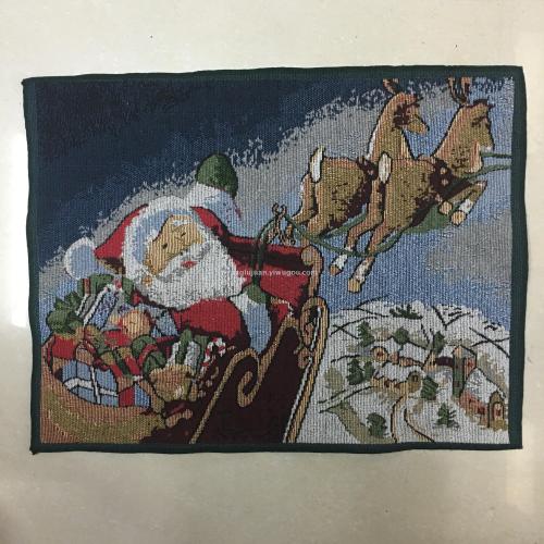 european pastoral style christmas sled pattern cotton linen jacquard coaster placemat insulation pad