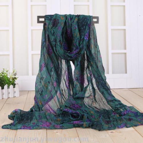 Factory Direct Sales Floral Pattern Fashion Yarn Scarf