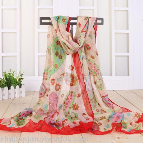 Factory Direct Sales Floral Pattern Fashion Voile Scarf
