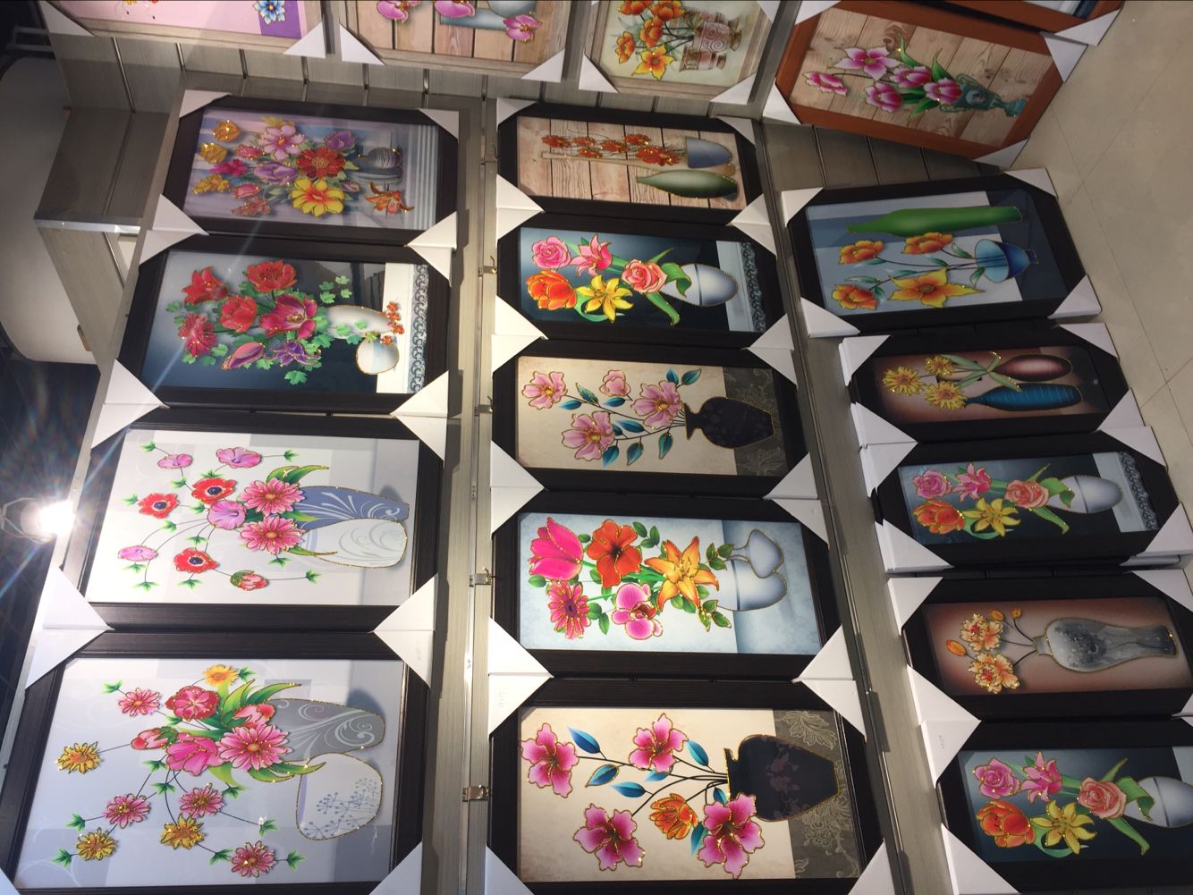 高档浮雕装饰画花卉金线描边壁画客厅卧室餐厅流行有框画