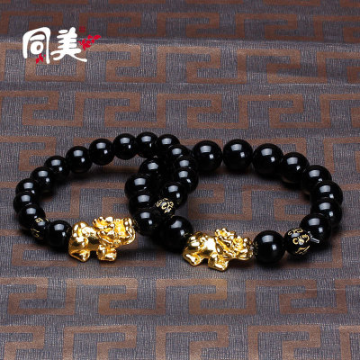 Imitation obsidian plus gold bracelet bracelet men and women general style hand string spread shop hot