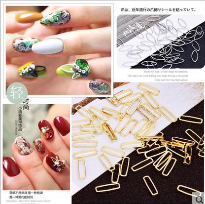 new japanese manicure stereo metal frame gold silver horse eye rectangle punk hollow diy ornament