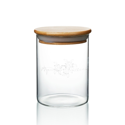 High boron-silicon heat-resistant glass storage tank with w02-w03 bamboo lid