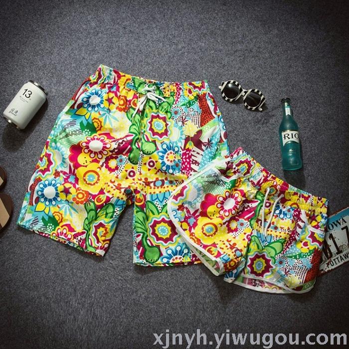 福卓鸟夏季新款情侣沙滩裤冲浪速干情侣装漂流地摊热卖