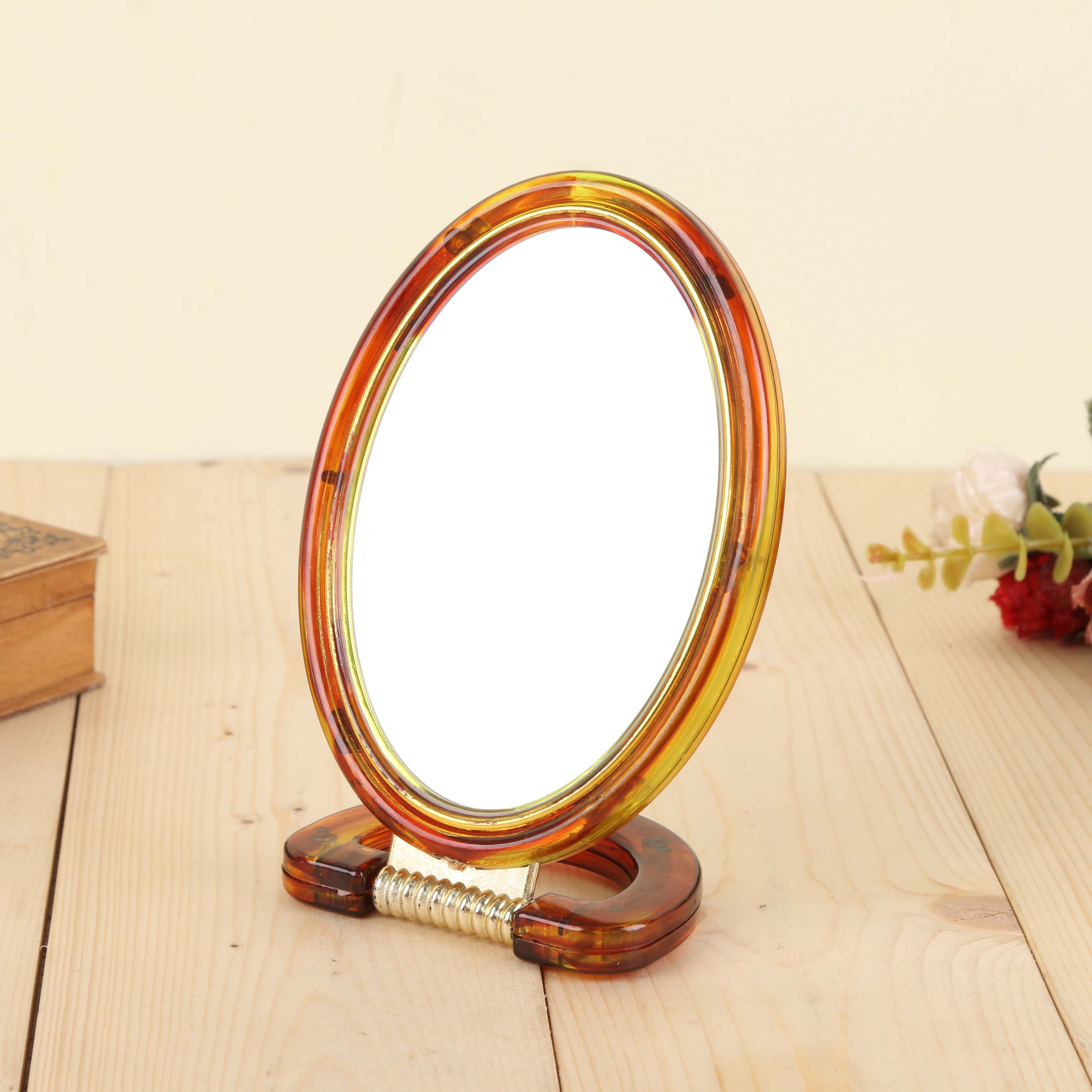 桌面椭圆梳妆镜随身镜台式小镜子简约台面镜化妆镜
