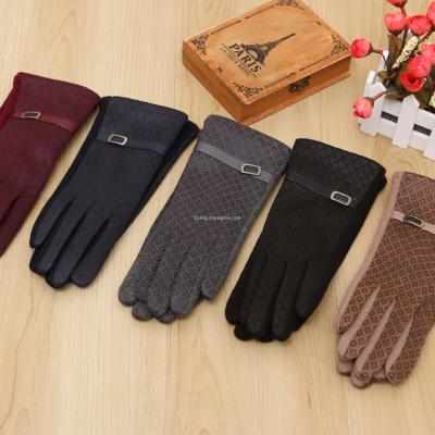 Autumn and winter fashion women's monochrome plus leather thermal gloves all refer to touch screen gloves.