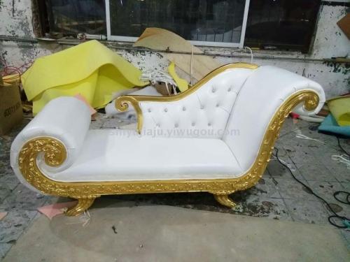 yiwu Foreign Trade Wedding Dining Tables and Chairs Customized European-Style Solid Wood Chaise Longue Wedding Bridal Sofa 