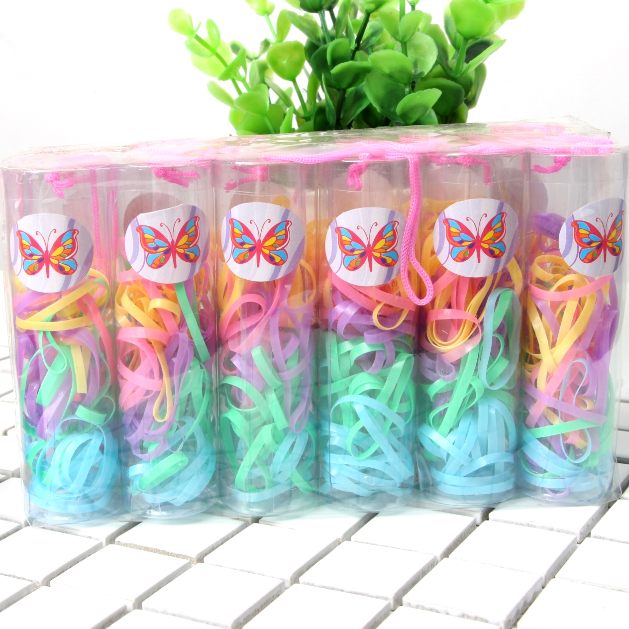 Strong pull continuous bucket candy colored rubber band elastic hair band children hair accessories