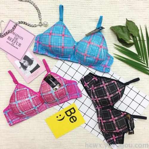 Striped Plaid Print Cute and Comfortable Factory Direct Bra Underwear