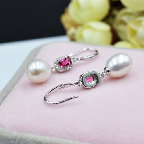 yunyi jewelry drop-shaped natural pearl highlight flawless earrings ear hook lady retro style 925 sterling silver
