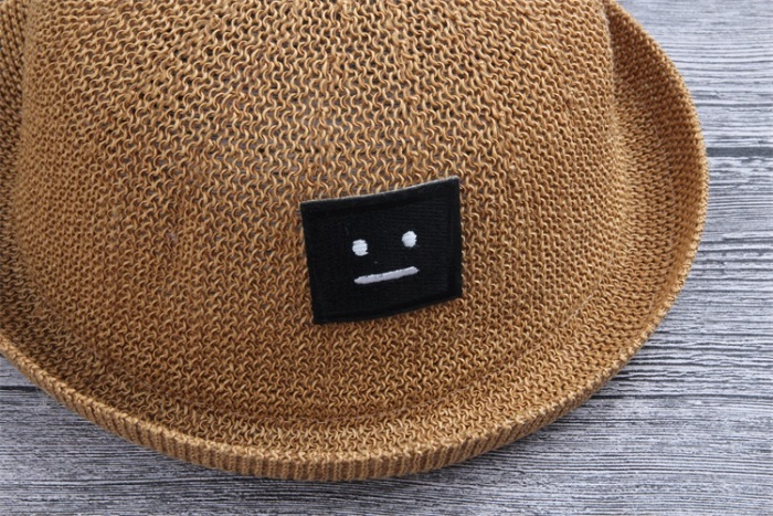 帽子批发 男女童外出圆顶贴布机器人小礼帽 潮