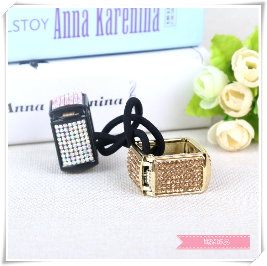 方形流行发圈 时尚头饰 镶钻发圈精致头绳