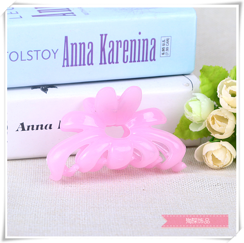 粉红果冻色发夹 韩版时尚发抓 时尚小饰品