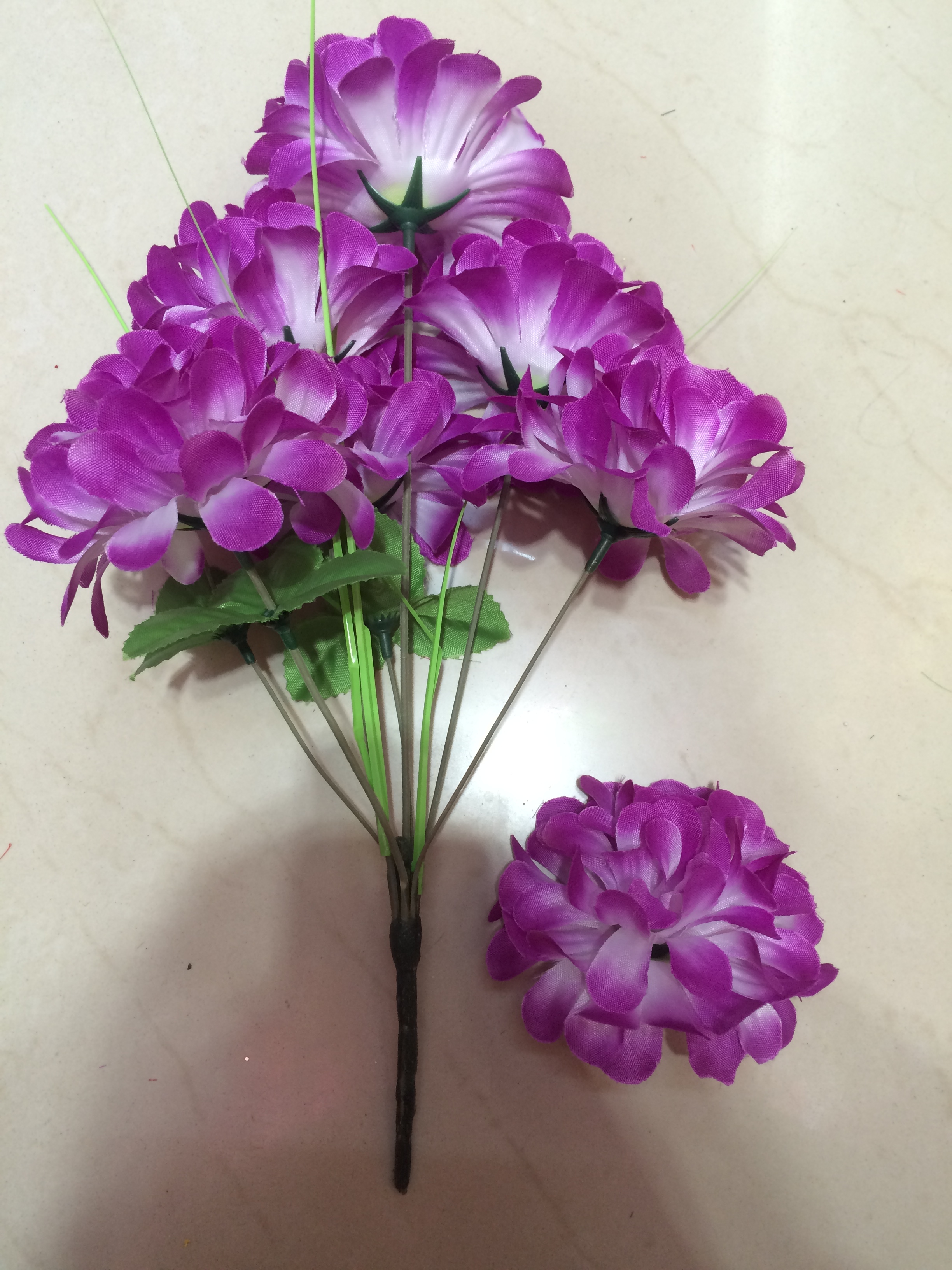 7头园菊 仿真花花绢花清明花出口厂家直销墓地假花