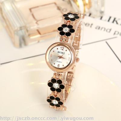 2017 new Korean version of the small diamond-studded rose gold bracelet watch
