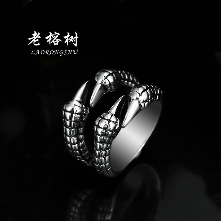 简约龙爪合金男士戒指指环个性霸气夸张尾戒孟宇饰品