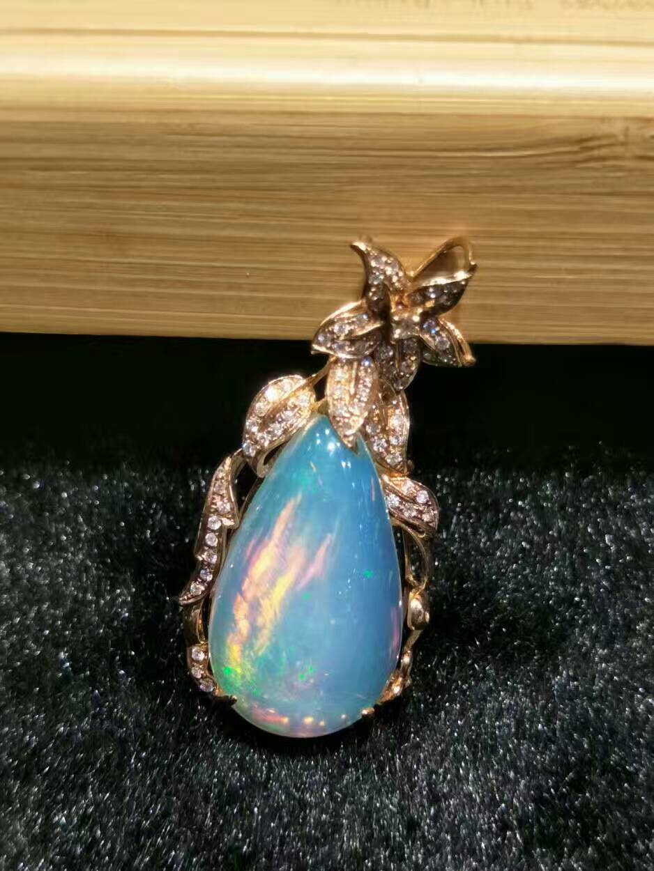 【天然居珠宝】天然18k金镶嵌欧泊吊坠_ 天然居珠宝_ 义乌国际商贸城五区_义乌购