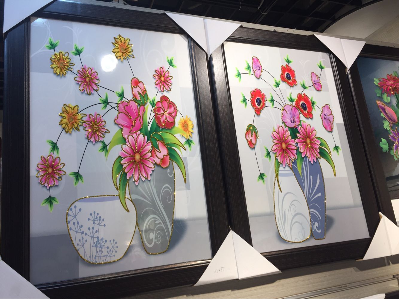 花卉流金描边水晶画立体浮雕挂画有框装饰画家庭酒店装饰画