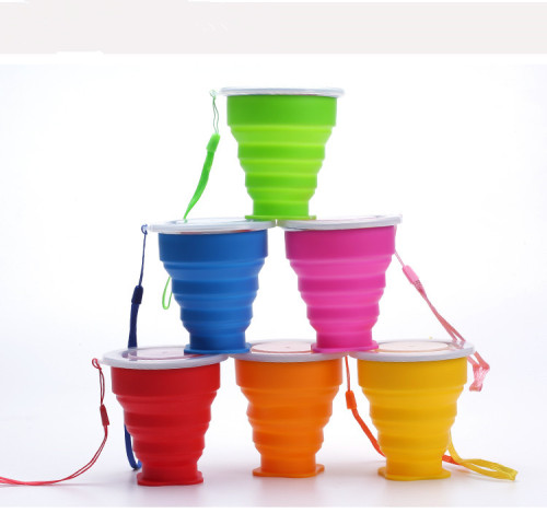 sled dog outdoor portable folding cup food grade silicone cup environmental protection water cup 200ml multicolor