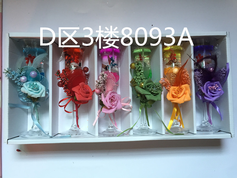 创意高脚杯玫瑰花果冻蜡烛浪漫情人节婚礼宴会礼品摆件厂家直销