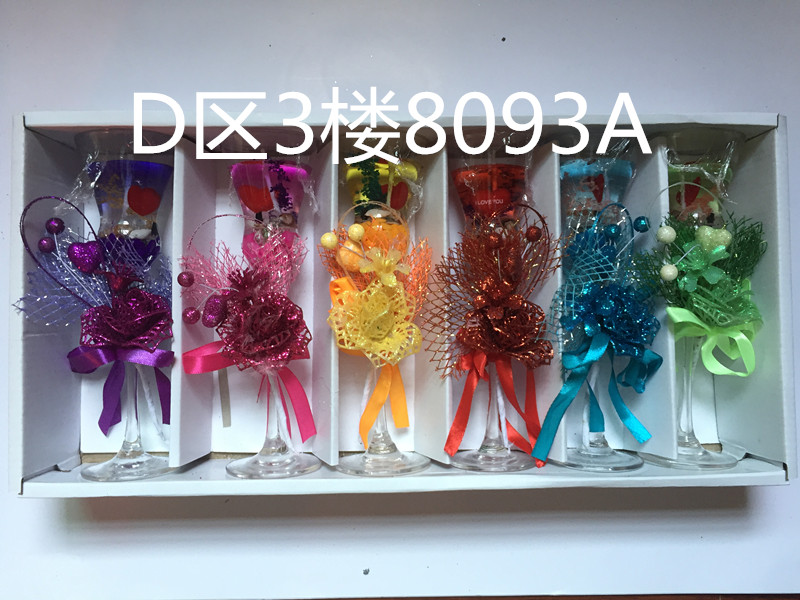 创意高脚杯玫瑰花果冻蜡烛浪漫爱心情人节婚礼宴会摆件厂家直销