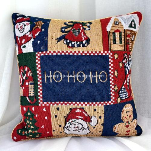 double-sided jacquard cotton yarn christmas characteristic pattern cushion cover pillow case