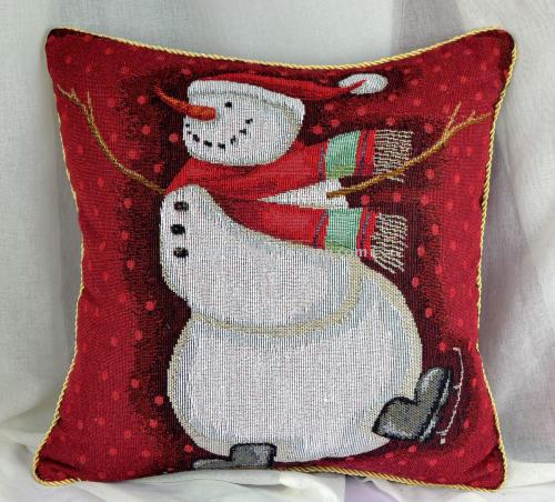 double-sided jacquard cotton yarn christmas snowman pattern cushion cover pillow case