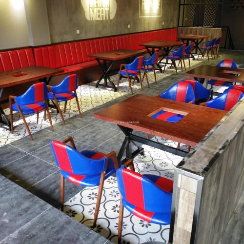 Hangzhou Fashion Restaurant Iron Chairs Theme Restaurant A- line Chair Chaoshan Beef Hot Pot Dining Table and Chair