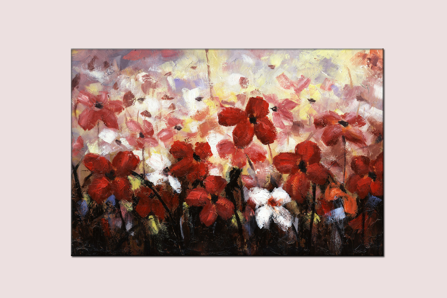 厂家直销抽象花卉无框装饰画挂画批发定制半手绘玄关油画