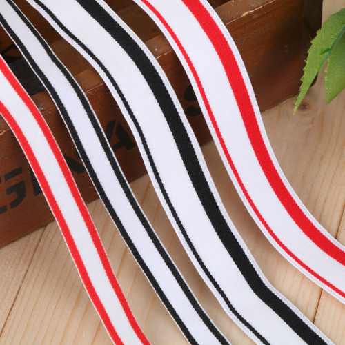 Factory Direct Sales Red， White， Black and White， Thick and Thin Striped Elastic Belt Waistband