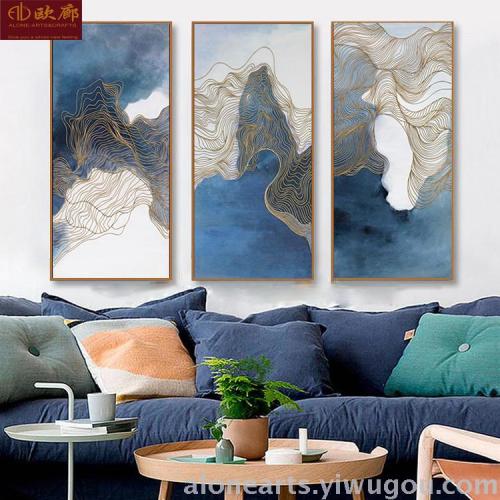 modern simple abstract painting living room triple framed painting sofa background wall decorative painting restaurant mural hallway hanging painting