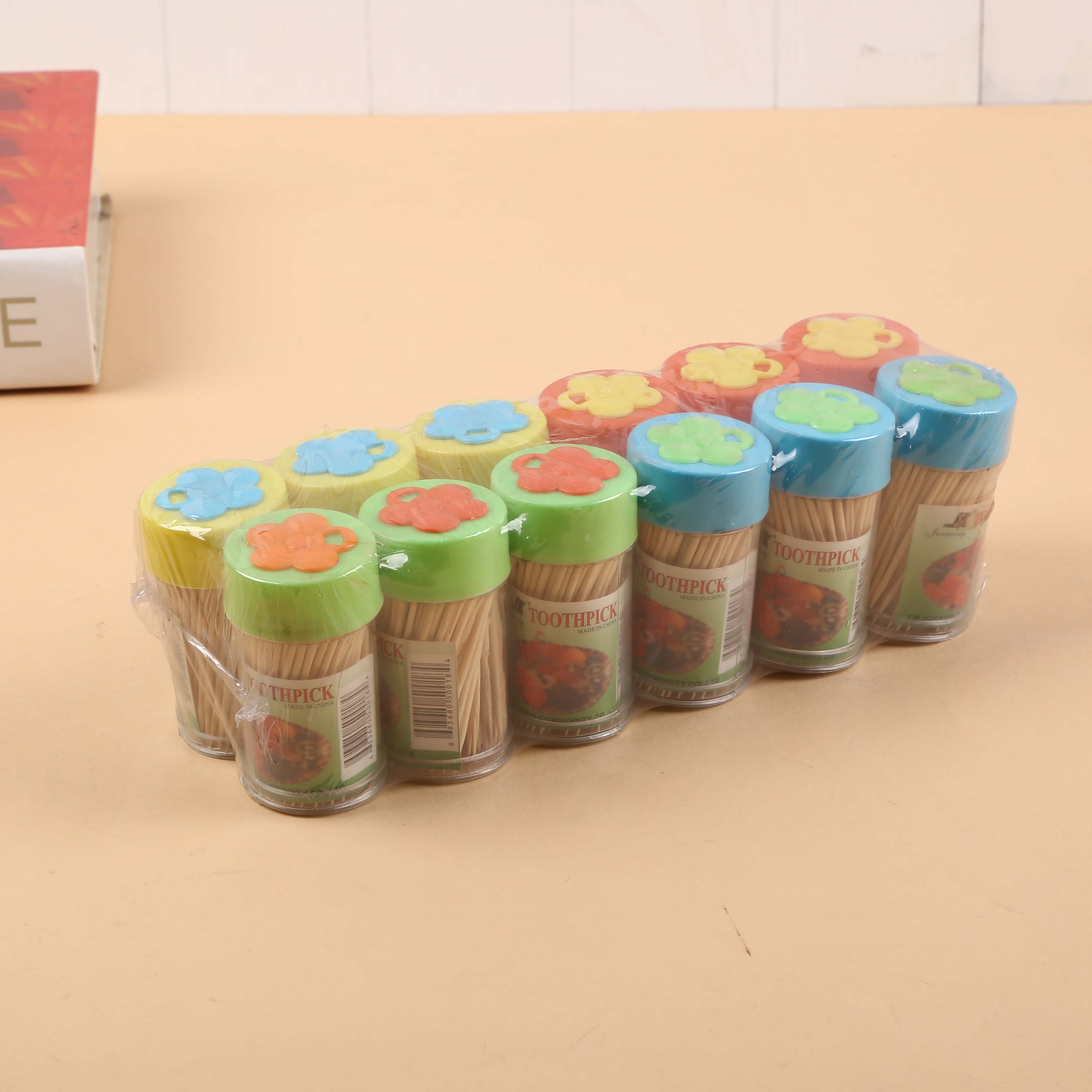 优品质竹牙签双头尖细牙签便携盒装竹制牙签