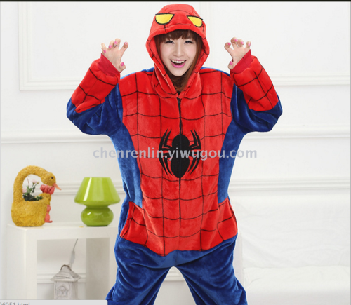 halloween animal performance costume spider-man cartoon one-piece pajama flannel home couple home clothes