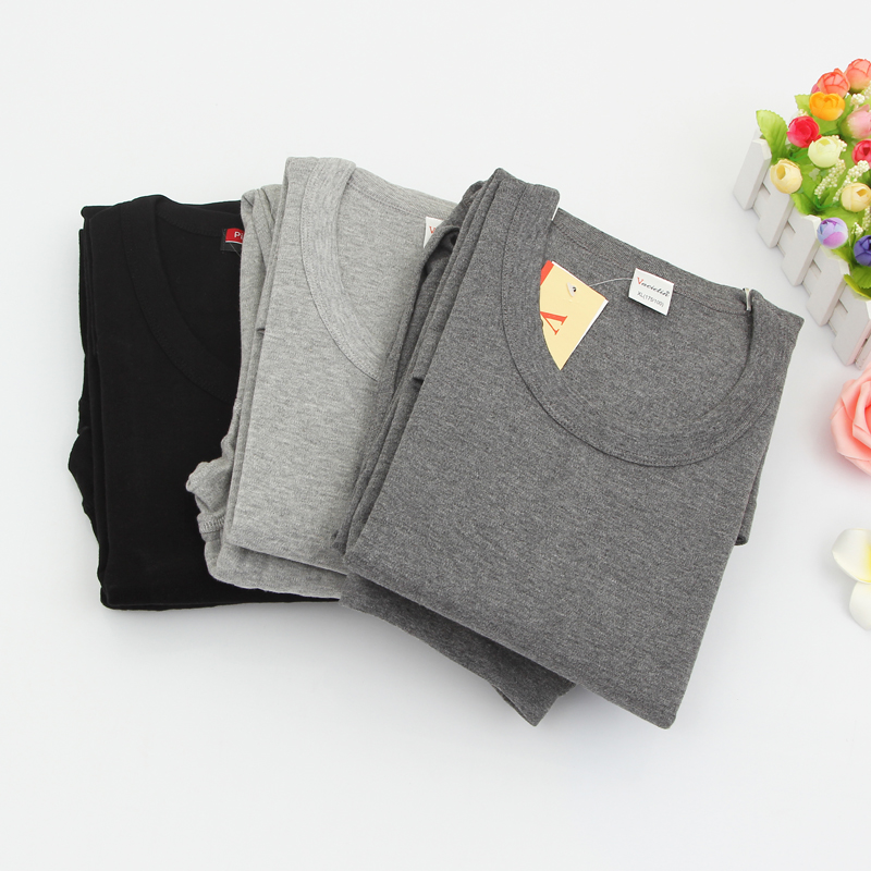 男士保暖内衣套装 纯棉秋衣秋裤 圆领薄款内衣厂家直销