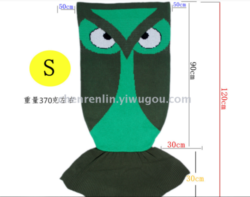 Animal Cartoon Knitted Crocodile Owl Mermaid Tail Blanket TV Blanket Beach Blanket Sleeping Bag