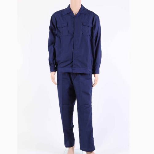 Blue Overalls Suit， Plain Polyester Fabric