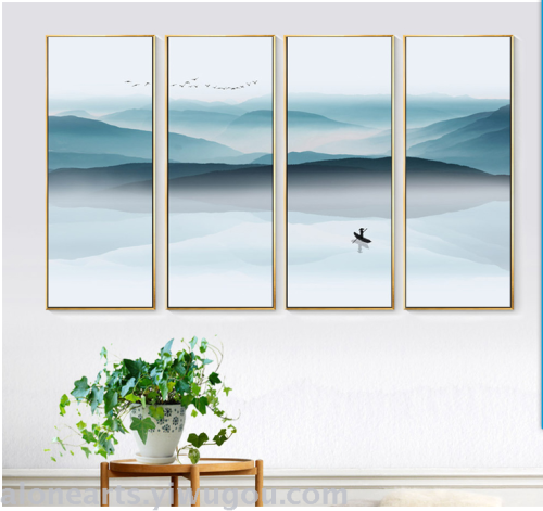 New Chinese Modern Minimalistic Abstraction Artistic Living Room Bedroom Hallway Corridor Study Home Decoration with Frame oil Painting