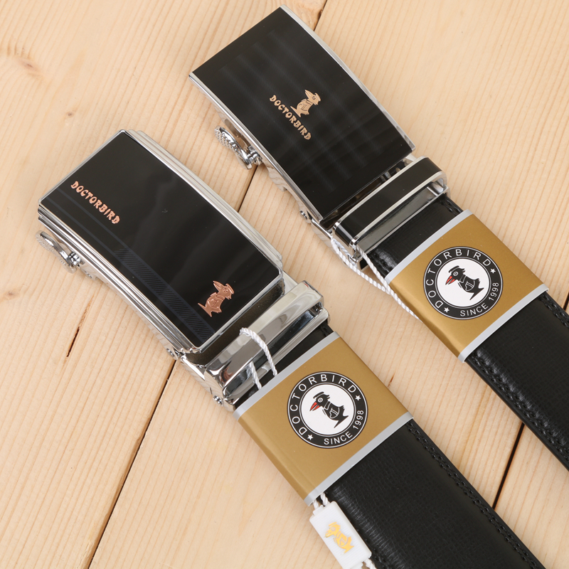 博士鸟男士皮带 二层牛皮腰带 4.0磨胶自动扣带