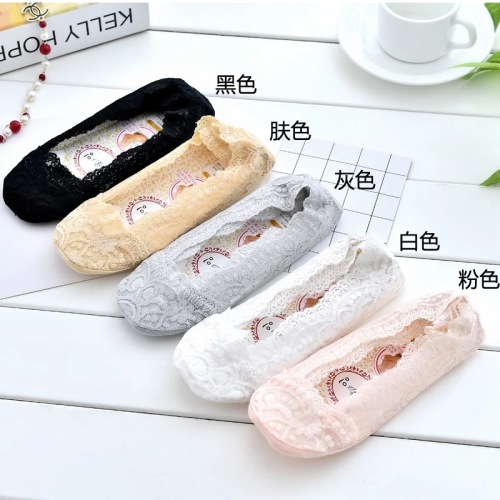 Daily Special Offer Lace Boat Socks Women‘s Spring and Summer Thin Invisible Socks Cotton Silicone Slide Proof and Anti-Drop Short Socks Women‘s Socks