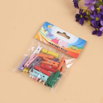 3.5公分彩夹子木头纸张文件收纳分类票据夹封