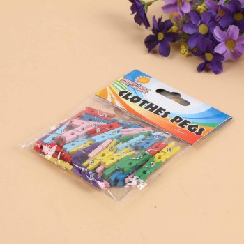 2.5公分彩夹子木头纸张文件收纳分类票据夹封