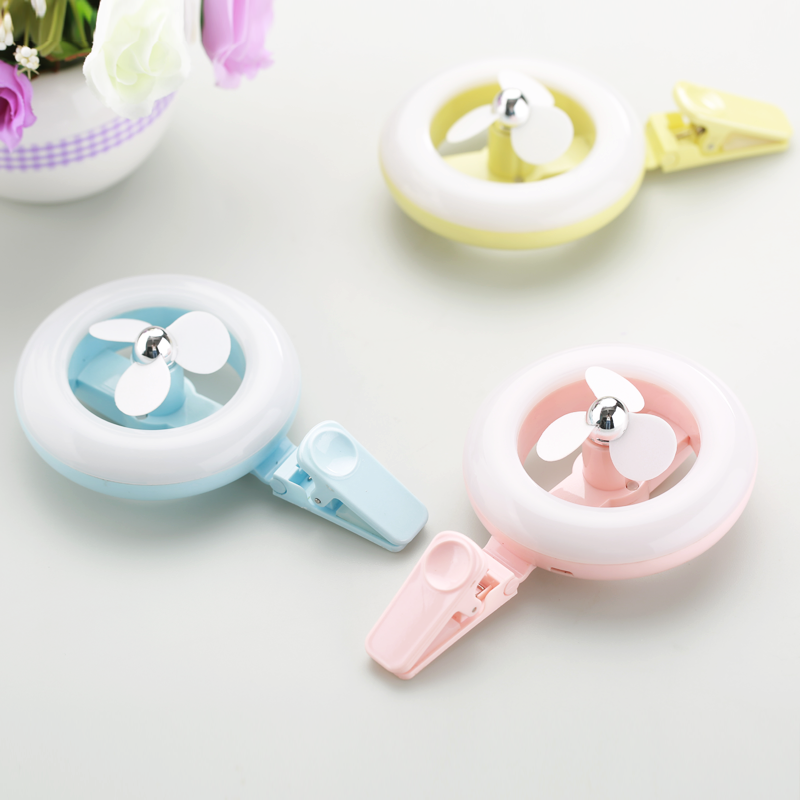 小天使手机夹子充电风扇补光灯 直播自拍LED七彩补光仪