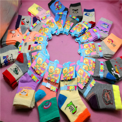 Yiwu socks wholesale colored socks socks boneless stitched multiple children patterns of cartoon socks all cotton socks for children