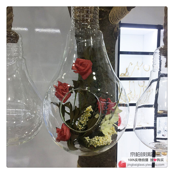 创意多肉玻璃花盆悬挂透明玻璃花瓶小吊瓶diy微景观详情5