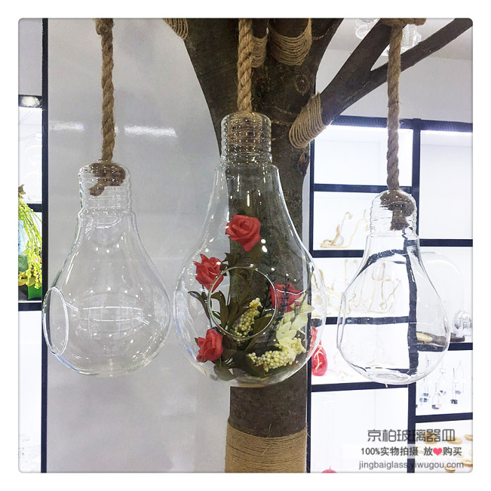 创意多肉玻璃花盆悬挂透明玻璃花瓶小吊瓶diy微景观详情4