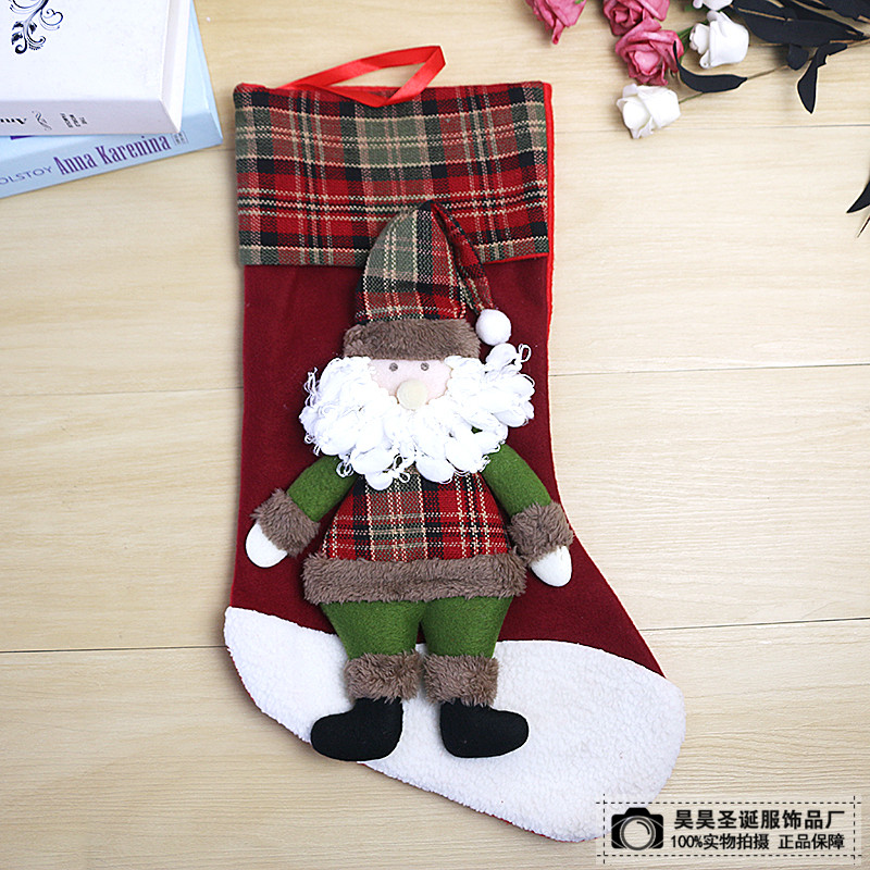 圣诞节装饰品圣诞老人雪人袜子圣诞礼品装饰圣诞袜礼物袋