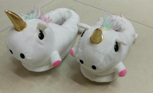 funny unicorn all-inclusive white horse cotton slippers three-dimensional unicorn colorful hair full bag